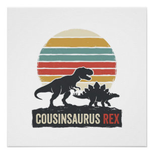Poster Cousinsaurus Rex Drôle Dinosaure Vintage Chemise D