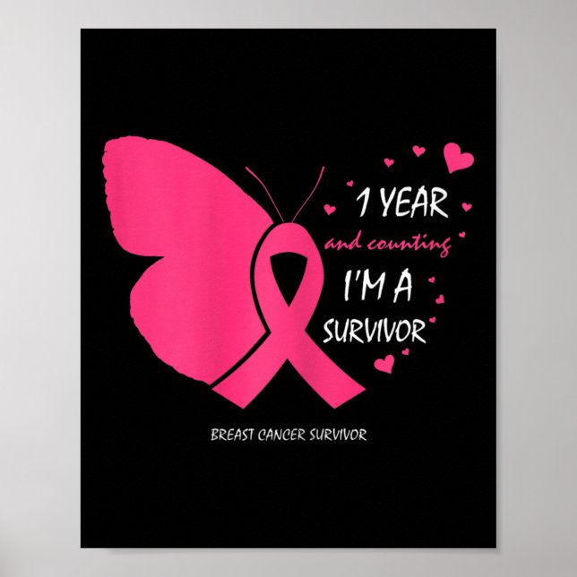 Poster Coute 1 an Cancer du sein Gratuit Cadeaux de survi (Devant)