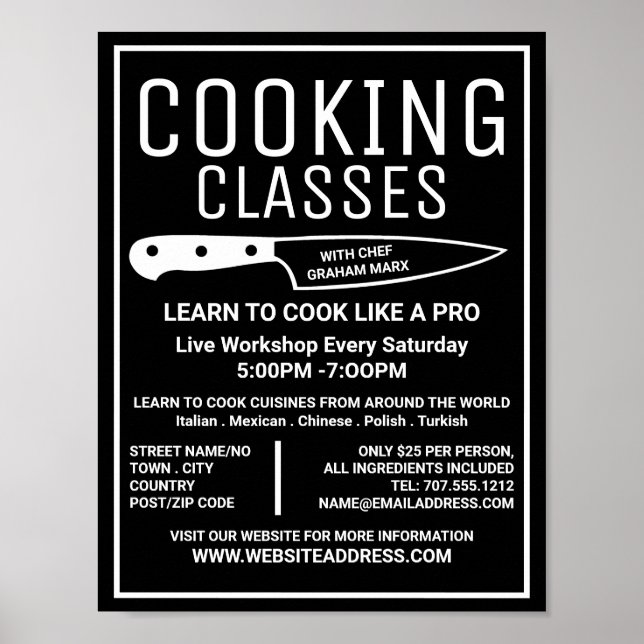 Poster Couteau Blanc, Gourmet, Cuisines Classes Publicité (Devant)