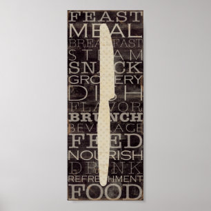Poster Couteau de cuisine avec des mots