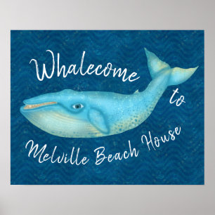Poster Coutume nautique de Whalecome   de baleine bleue
