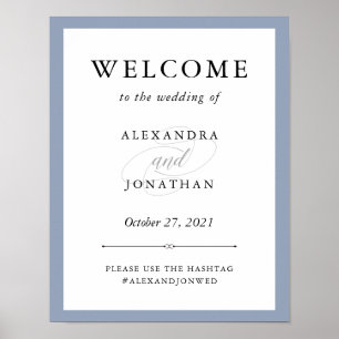 Poster Couture élégante   Accueil Mariage bleu Dusty