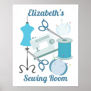 Poster Couture et couture bleu