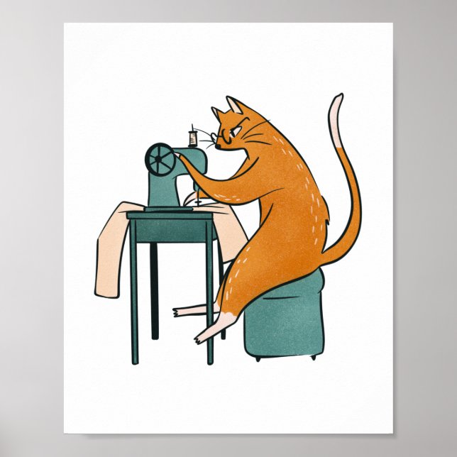 Poster Couture vintage de chat (Devant)