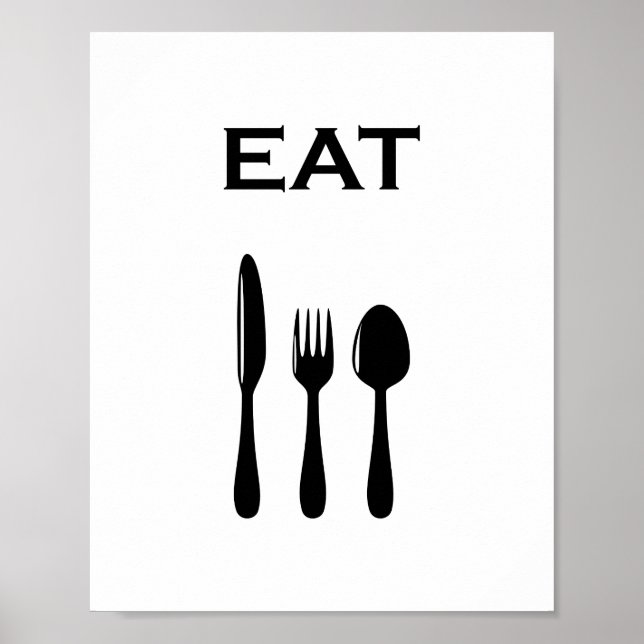 Poster Couverts minimalistes modernes & typographie EAT (Devant)