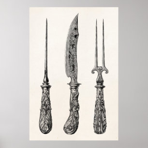 Poster Couverts vintages de cuisine de sélection de