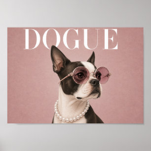 Poster Couverture de fille de chien Terrier de Boston ros
