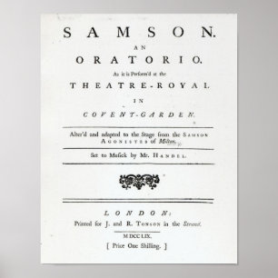 Poster Couverture de la musique de feuille pour Samson