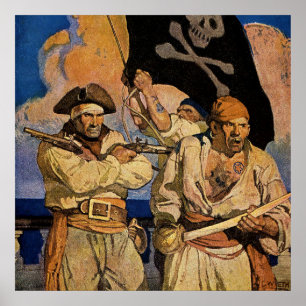 Poster Couverture de l'île au trésor "Pirates" par NC Wye