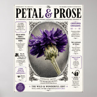 Poster Couverture de magazine floral vintage Petal et Pro