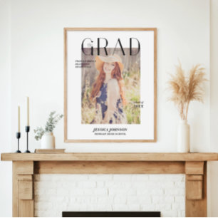 Poster couverture de magazine photo graduation faire-part