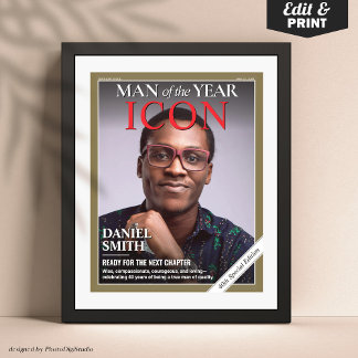 Poster Couverture du magazine d'anniversaire, Portrait d'