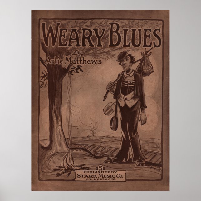 Poster Couverture musicale 1915 "WEARY BLUES" (Devant)