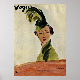 Poster Couverture Paris Vogue ~ Casquettes & tissus 1935
