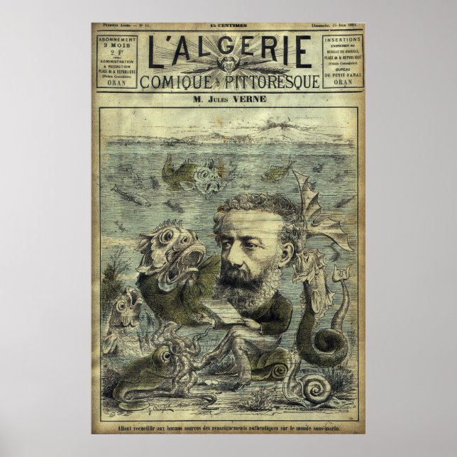 Poster Couverture périodique vintage Jules Verne (Devant)