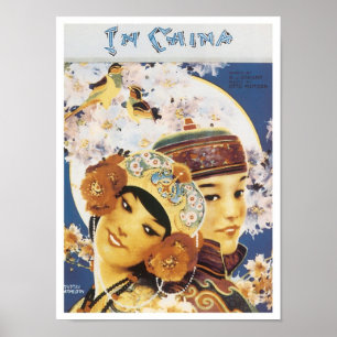 Poster Couverture Vintage du livre de son en Chine