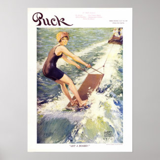 Poster Couverture vintage Puck Magazine 1915, plage