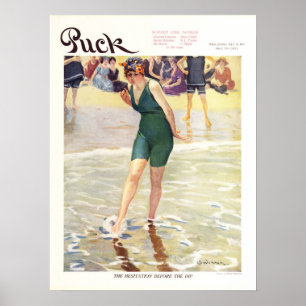 Poster Couverture vintage Puck Magazine 1915, plage