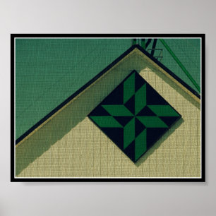 Poster Couvre-grange verte et noire, Faux Vintage