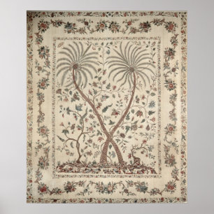 Poster Couvre-lit avec motifs de palmiers