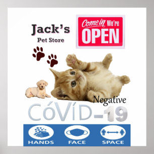 Poster Covid 19 Animaux de compagnie Store Open Sign Post