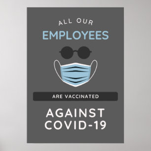 Poster Covid-19 Employés vaccinés Signe d'entreprise sécu