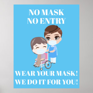 Poster Covid chirurgie masque infirmière patient fauteuil
