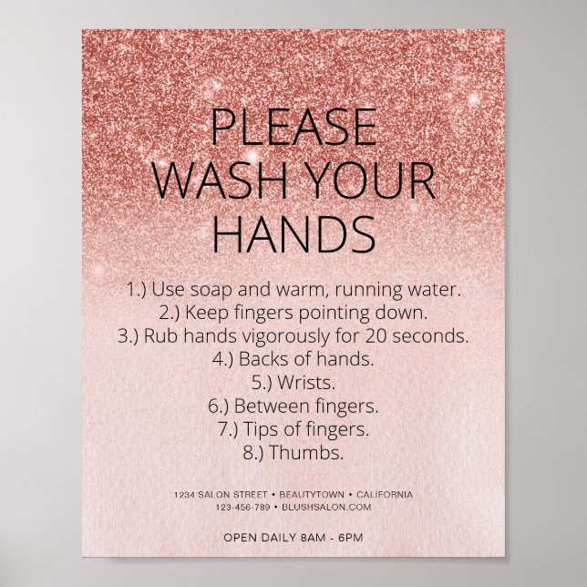 Poster Covid Health Safety Rose Gold Parties scintillant  (Devant)
