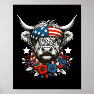 Poster Cow 4 juillet American Flag