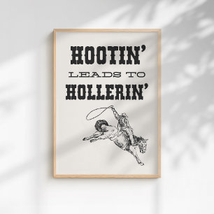 Poster Cow-boy Occidental du Far West Hootin mène à Holle