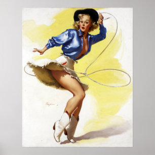 Poster Cow-girl avec le Pin de lasso