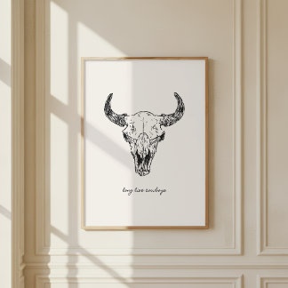 Poster Cow Skull Long Live Cowboys Western Wild West Wall