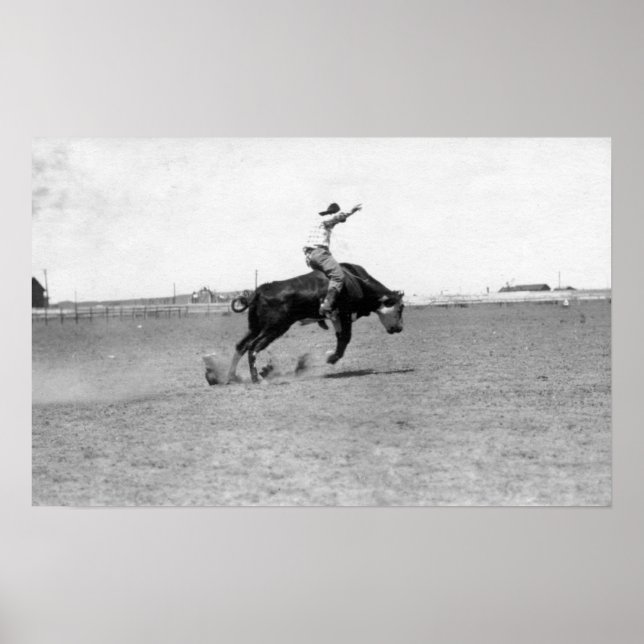 Poster Cowboy à cheval sur un bouchon (Devant)
