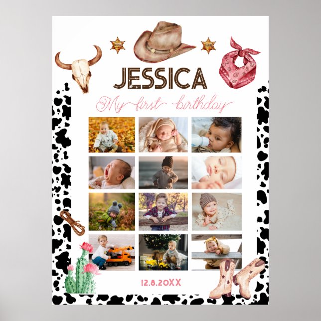 Poster Cowboy Anniversaire 1er Rodéo Anniversaire (Devant)