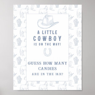 Poster Cowboy baby shower Devine combien de bonbons