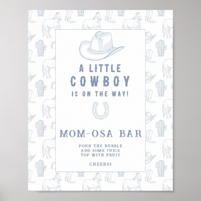 Poster Cowboy baby shower Momosa bar (Devant)