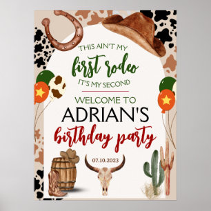 Poster Cowboy Birthday 2nd Rodeo Birthday Party Foar Boar