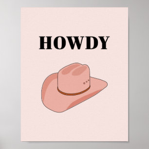 Poster Cowboy Casquette Howdy Peach Boho