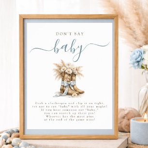 Poster Cowboy Coquette Bow Baby Shower Ne dites pas Bébé
