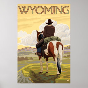 Poster Cowboy et cheval - Wyoming