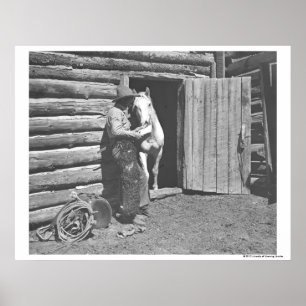 Poster Cowboy lisant une lettre