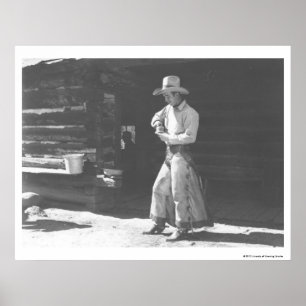 Poster Cowboy mangeant d'une canette de beurre d'arachide