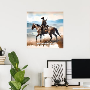 Poster Cowboy moderne chevauchant un cheval