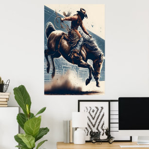 Poster Cowboy monte un cheval bourreau