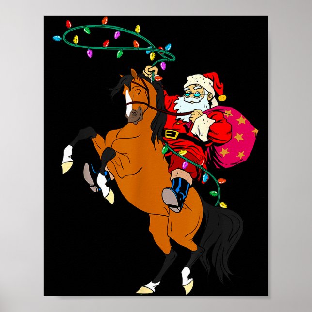 Poster Cowboy Santa Claus Riding A Horse Christmas Cowboy (Devant)