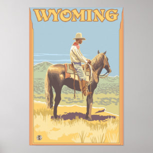 Poster Cowboy (vue de côté) Wyoming