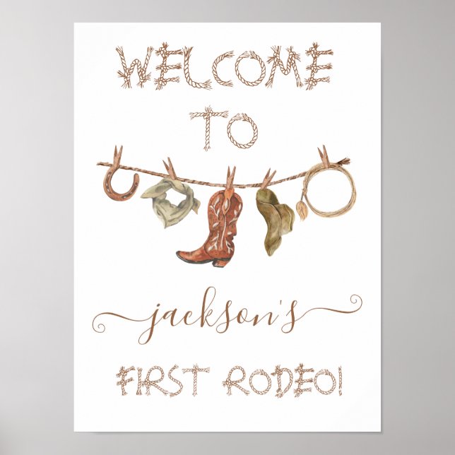 Poster Cowboy Western Boy Clothesline 1er Rodéo (Devant)