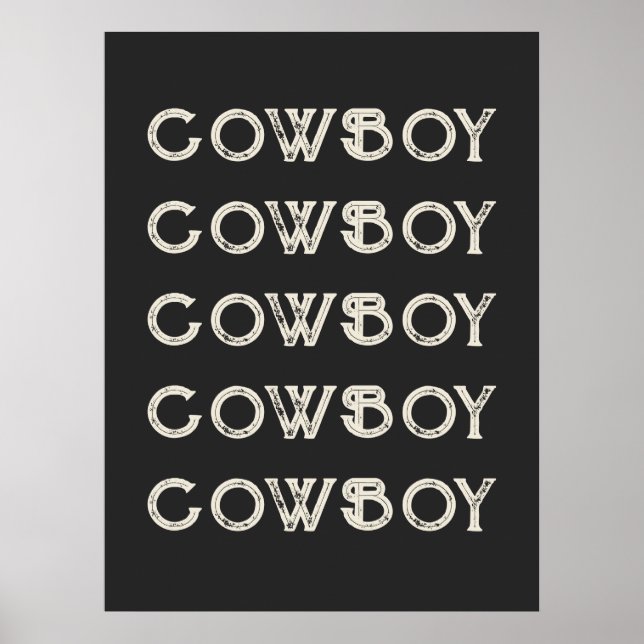 Poster Cowboy Western Typography Wall Art Cabine (Devant)