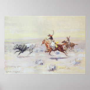 Poster Cowboys de la triangle de barre par cm Russell