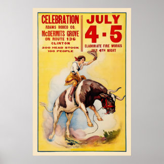 Poster Cowgirl930s Western Rodeo Celebration Vintage
